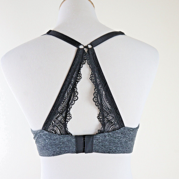 Soma 38B Enbliss Luxe Wireless Bra Lace J Hook Convertible Back Gray - Picture 7 of 9